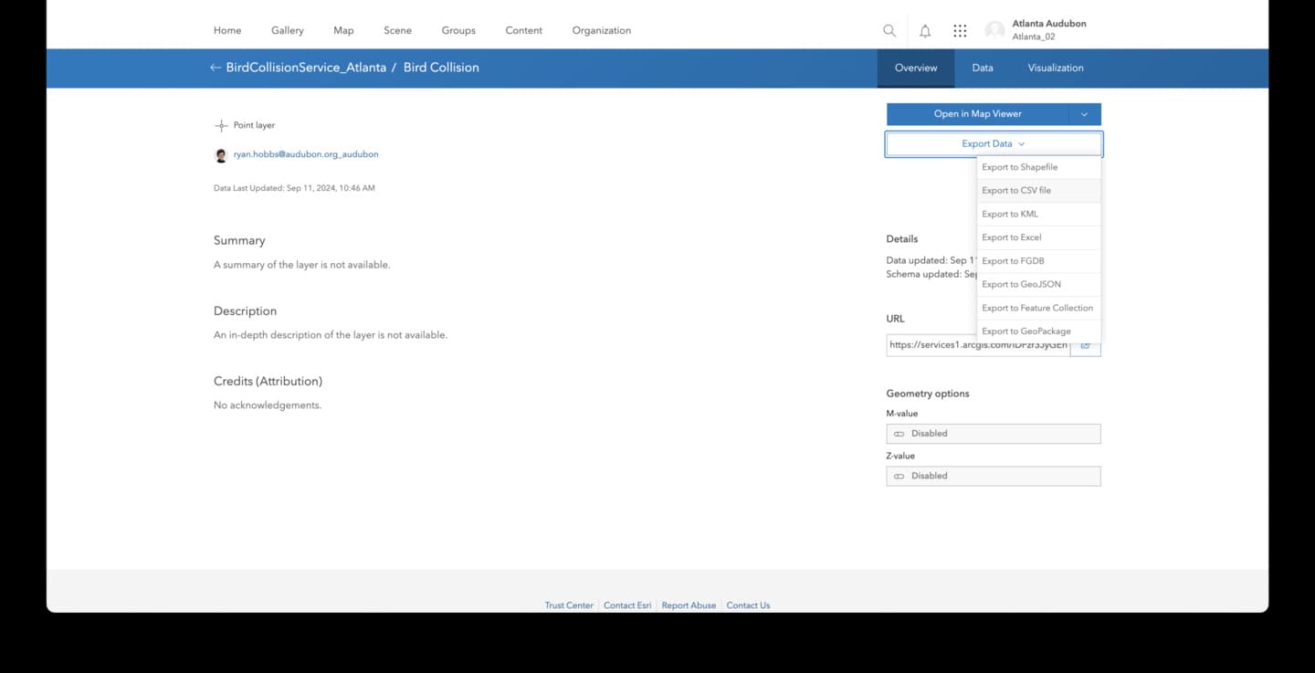 Instructions for downloading CSV file step 8.